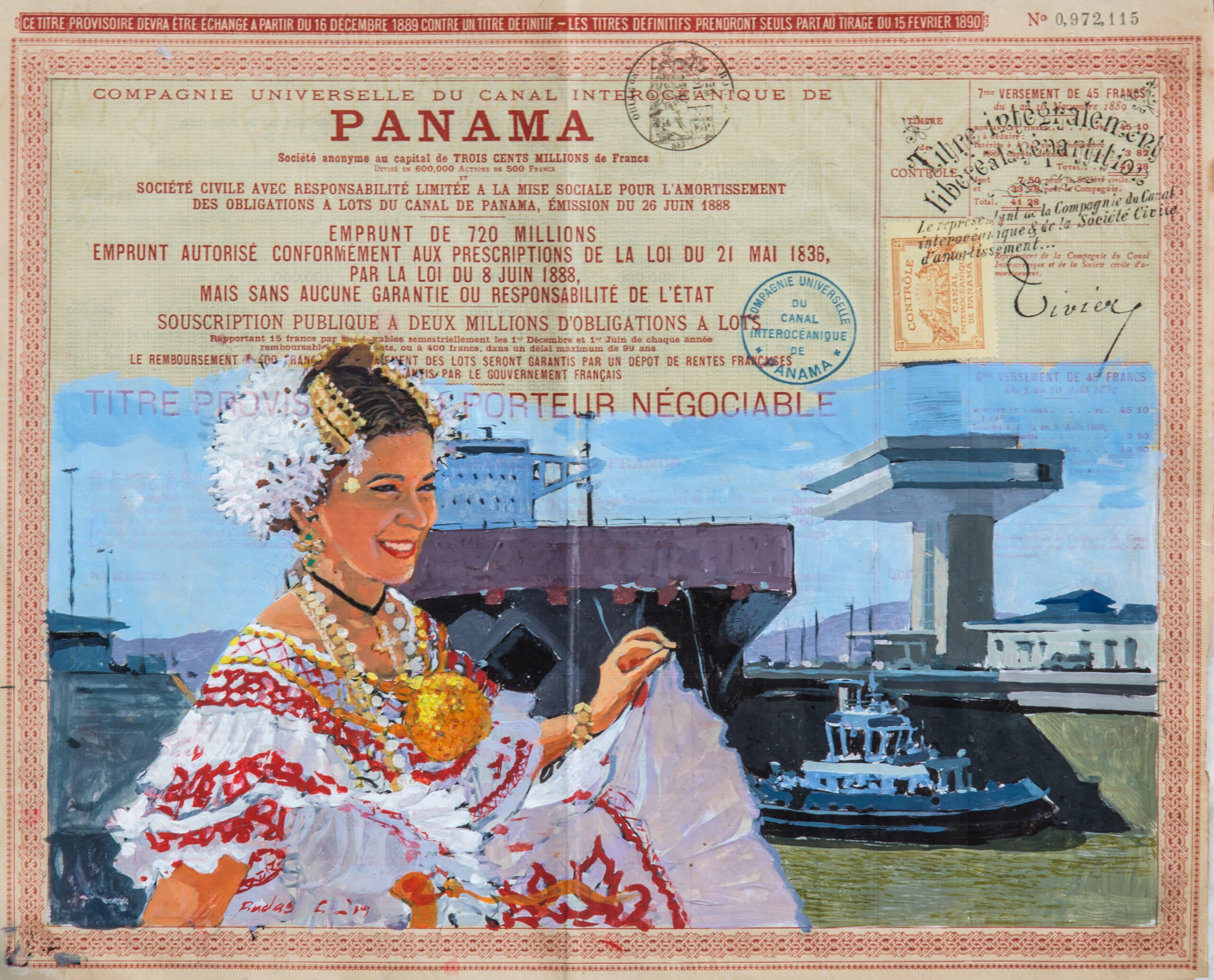 Pascual Rudas. Pollera en el canal de Panama. 